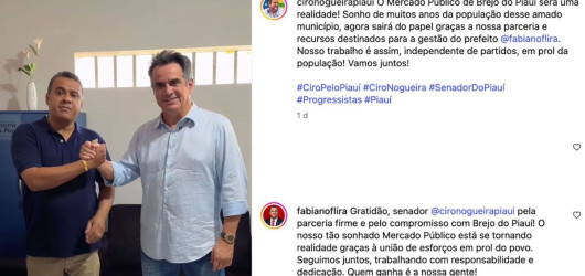 Ciro anuncia construção do Mercado Público e prefeito petista agradece: 