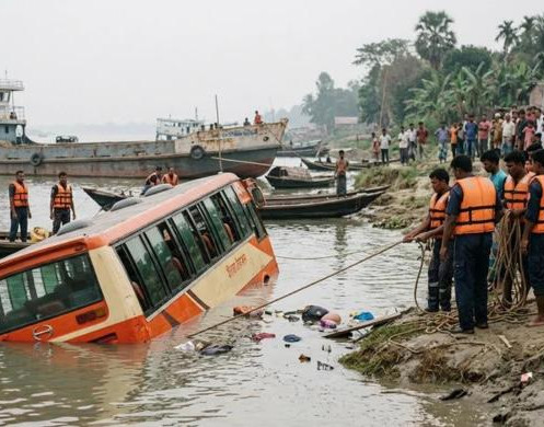 Ônibus cai em rio durante embarque e deixa ao menos 26 mortos