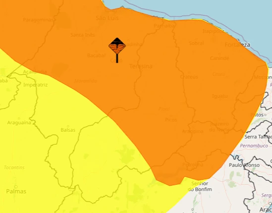Inmet emite alerta laranja para chuvas intensas em todo o Piauí