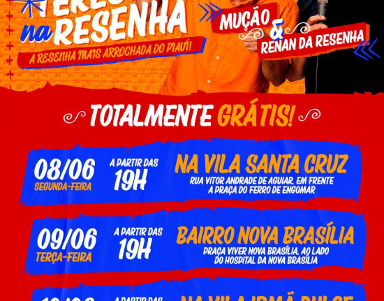 Criado por Dr. Vinicius, Teresina na Resenha leva Mução e Renan em shows grátis