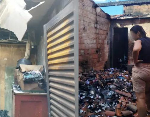 Casa é atingida por incêndio e desaba no bairro São Joaquim, zona norte de Teresina
