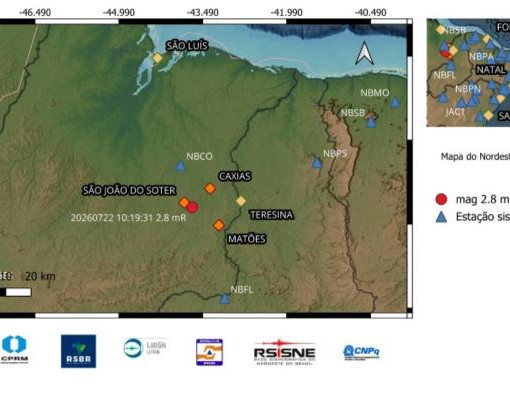 Tremor de terra de magnitude 2,8 é registrado no Maranhão