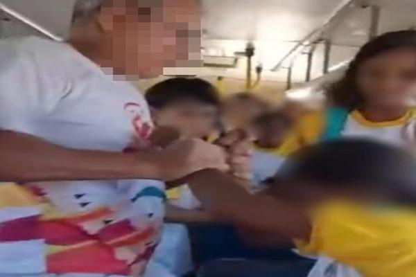 Funcionário de escola de Oeiras é filmado tentando tirar aluna à força de ônibus escolar