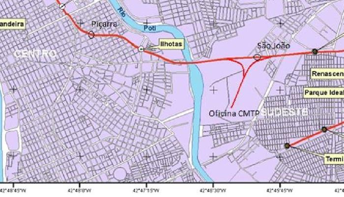 Trecho do metrô de Teresina será suspenso nesta sexta (24) para obras na linha férrea