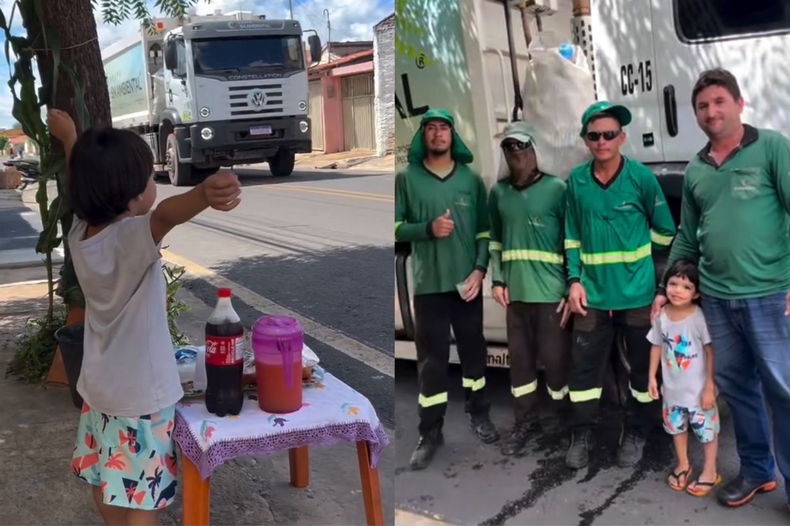 Dia do Gari: menino que admira garis faz homenagem aos profissionais em Parnaíba