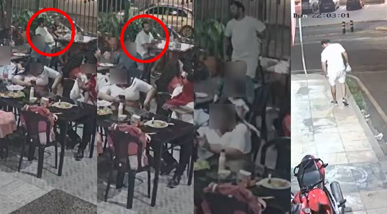 Câmeras flagram casal deixando pizzaria sem pagar a conta em Teresina