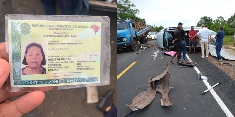 Colisão entre carro e caminhão mata idosa de 86 anos em José de Freitas