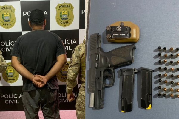 Homem é preso com pistola de uso restrito após abordagem da PM em Piracuruca