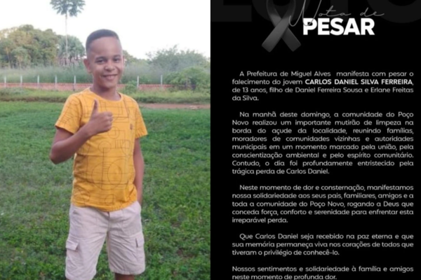 Menino de 13 anos morre afogado durante limpeza de açude no Piauí